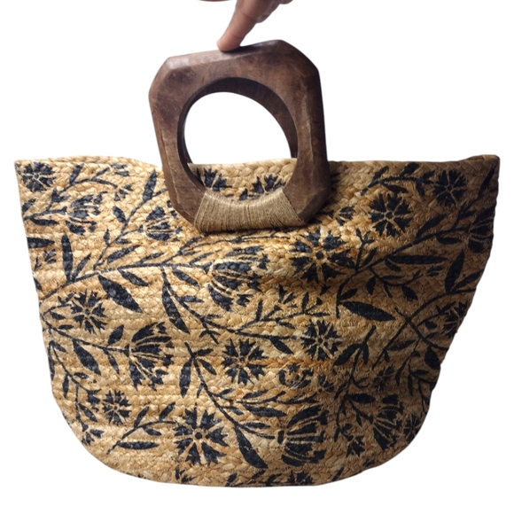 Anthropologie Dominique Jute Tote Bag Antik Kraft beach bag - Picture 2 of 11